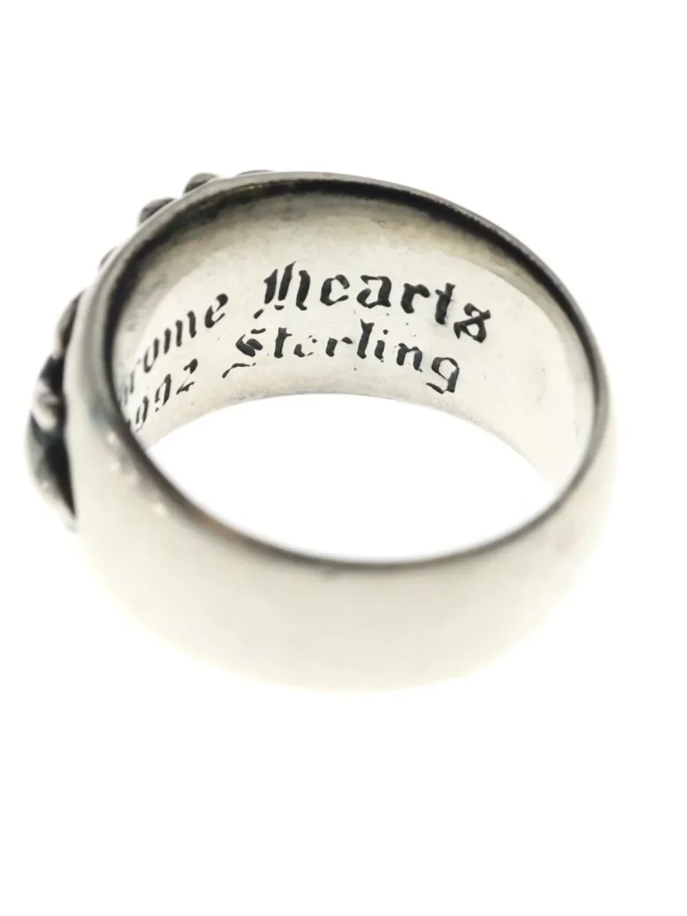 Chrome Hearts Flrl Crs P Dmnd Floral Black Sling Pave Diamond Silver Ring